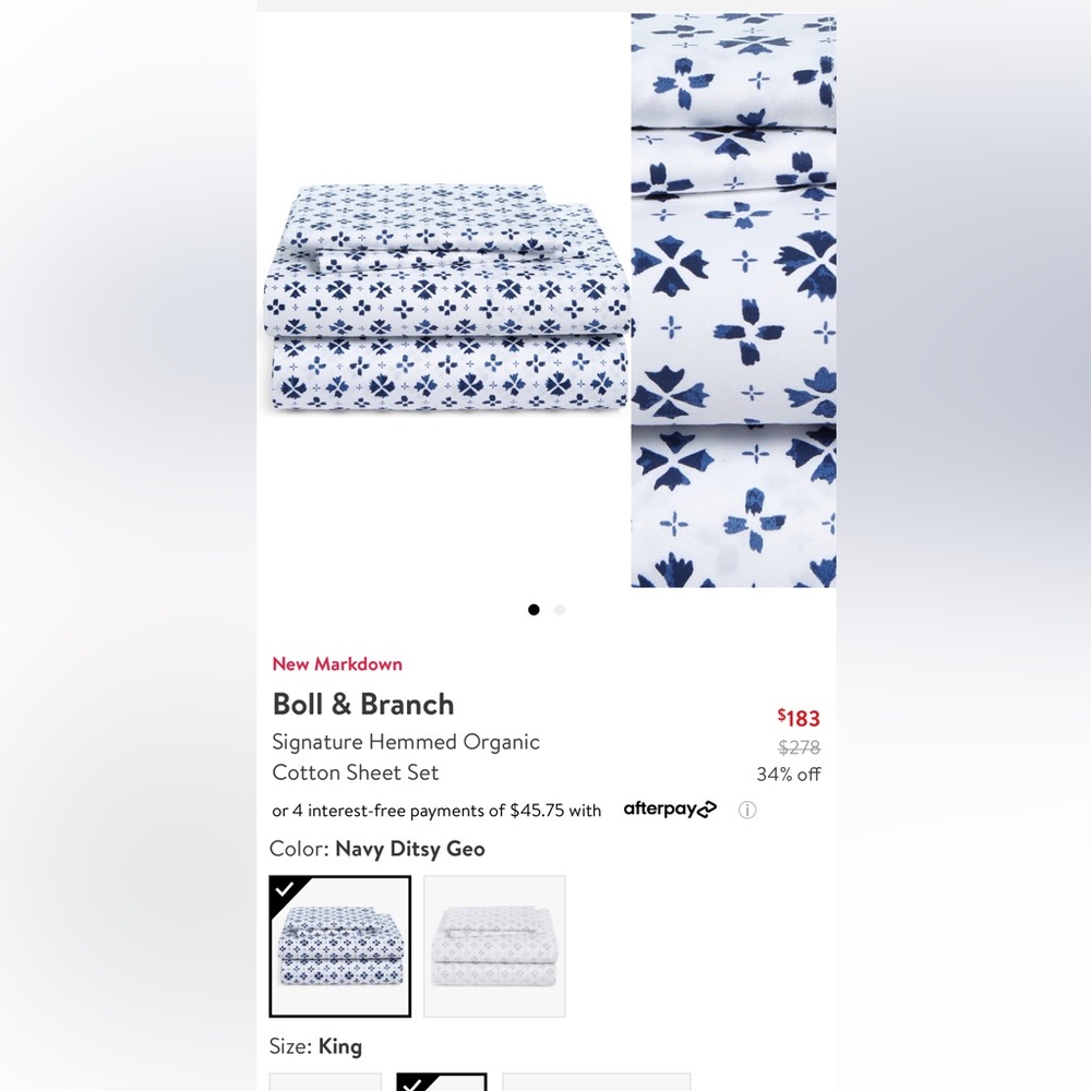 Boll and Branch Signature hemmed organic cotton sheet set King